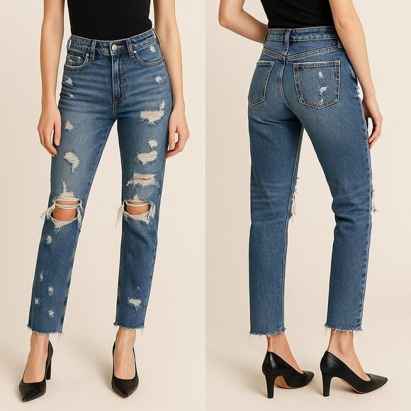 ABERCROMBIE✨ Women’s Annie High-Rise Distressed Girlfriend Jeans👖 Size 24/00R - Picture 1 of 16
